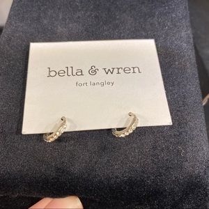 Half hoop sleeper cubic zirconia hoop earrings